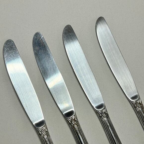 United Silver Co Artistic Rose Modern Hollow Knife Stainless 4pcs Pierced - Picture 2 of 5